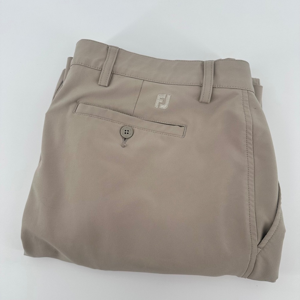 FootJoy Golf Pants Mens 36x32 Khaki Tan Performance Stretch Flat Front